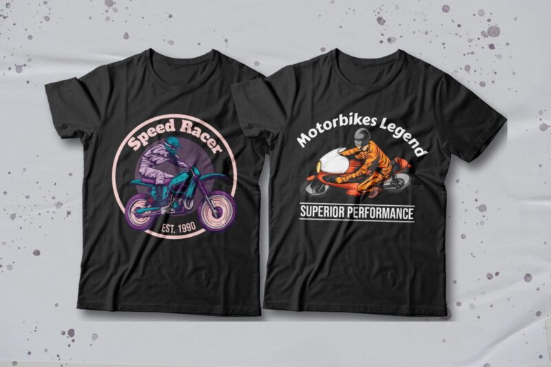 Motorcycle T-shirt Designs Bundle Editable Text, Rider T-shirt, Riding Tee shirt design, Motorcycle vector graphic tees,