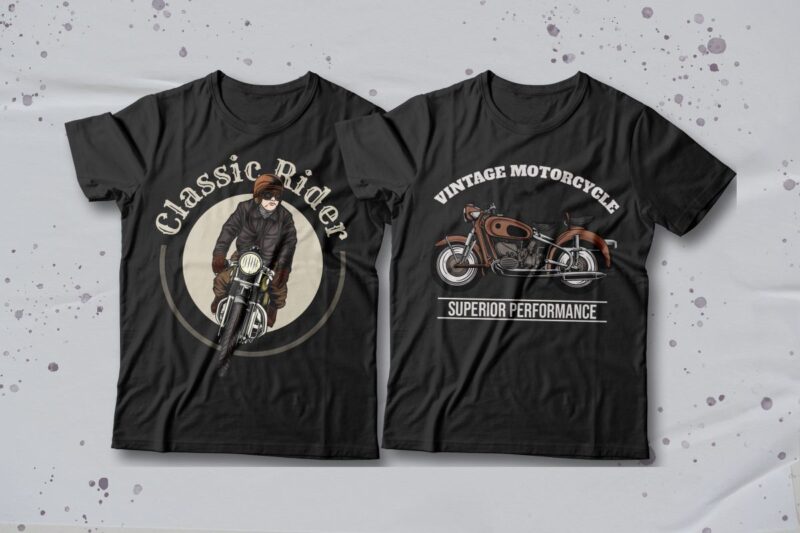 Motorcycle T-shirt Designs Bundle Editable Text, Rider T-shirt, Riding Tee shirt design, Motorcycle vector graphic tees,