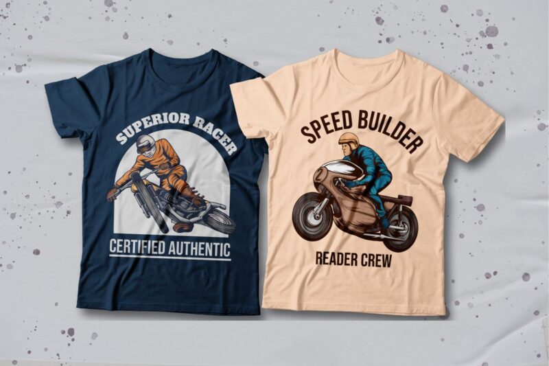 Motorcycle T-shirt Designs Bundle Editable Text, Rider T-shirt, Riding Tee shirt design, Motorcycle vector graphic tees,