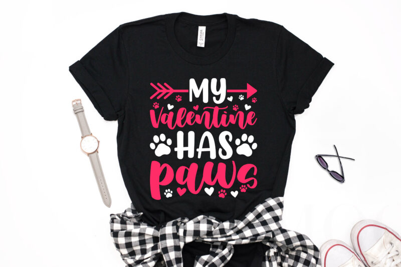 My Valentine Has Paws Valentine T-shirt Design-valentines day t-shirt design, valentine t-shirt svg, valentino t-shirt, valentines day shirt designs, ideas for valentine's day, t shirt design for valentines day, valentine’s
