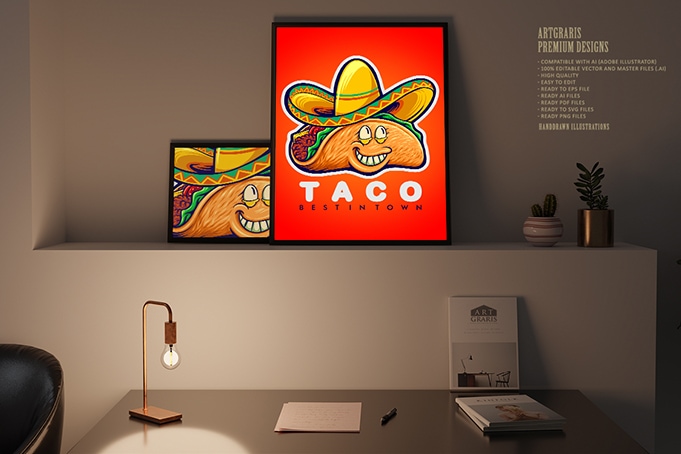 Cute mexican tacos logo mascot