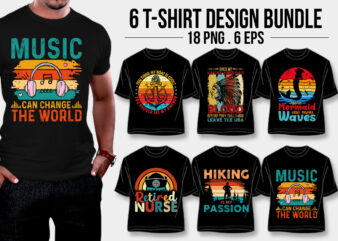 Retro Vintage Sunset T-Shirt Design Bundle