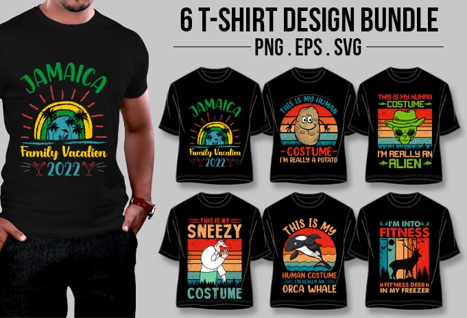 Retro Vintage Sunset T-Shirt Design Bundle