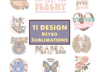 11 Designs Retro Sublimations, Vintage Sublimations, Png, Clipart, Shirt Design, Sublimation Downloads, flower, retro bundle