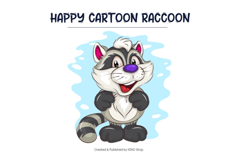 Set of Cartoon Raccoons 01. T-Shirt.