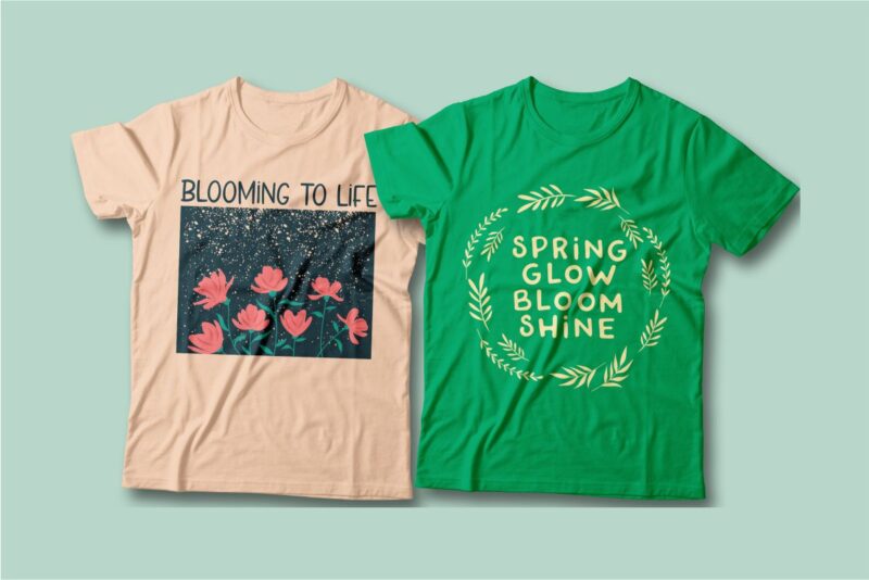 Spring t-shirt designs bundle