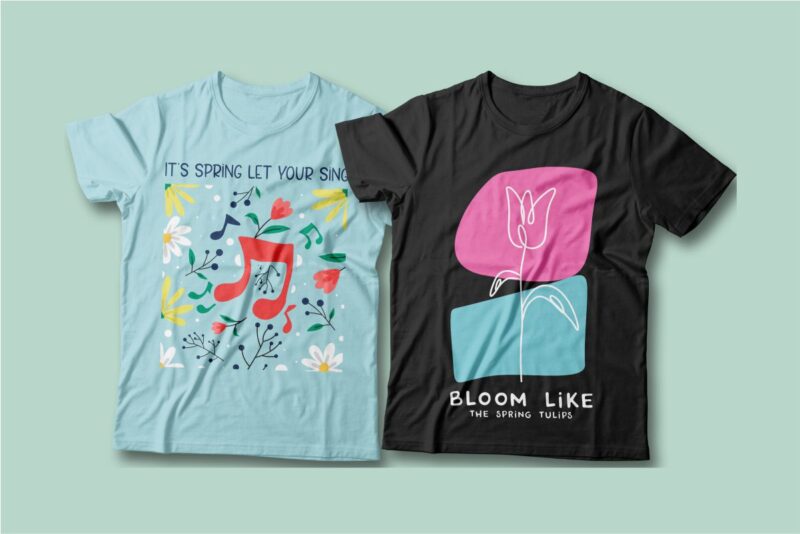 Spring t-shirt designs bundle