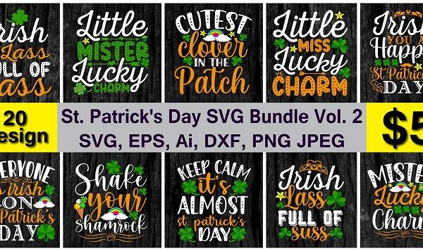St. patrick’s day png & svg vector 20 t-shirt design bundle png & svg vector for print-ready t-shirts design, st. patrick’s day svg design svg eps, png files for cutting