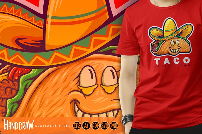Cute mexican tacos logo mascot