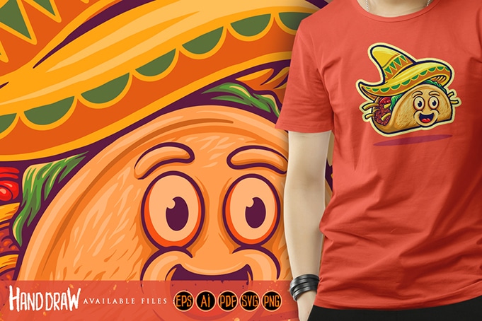 Delicious mexican tacos illustrations mascot