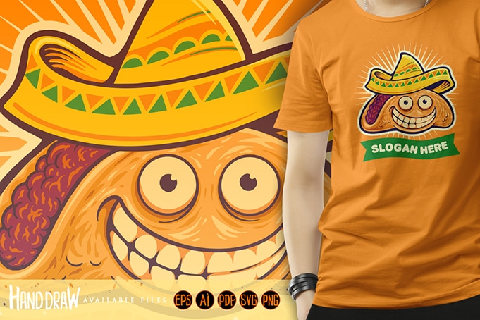 Funny mexican tacos logo mascot