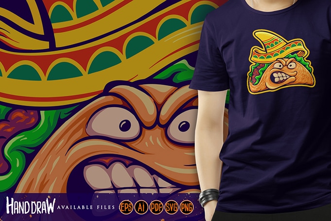 Angry mexican tacos illustrations mascot