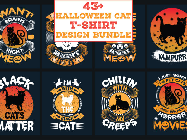 Halloween cat t-shirt design bundle