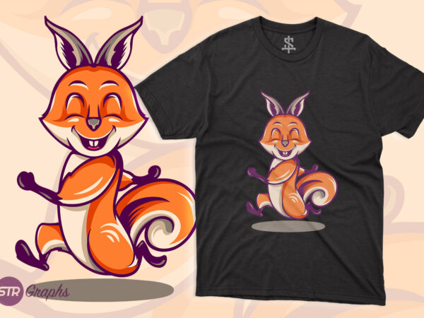Squirrel running – cartoon character t shirt template vector Squirrel running – cartoon character t shirt template vector