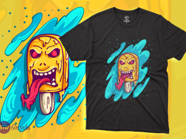 Monster stick ice cream t shirt designs for sale