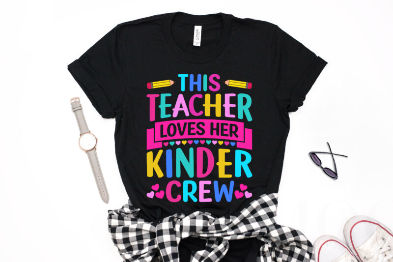 This Teacher Loves Her Kinder Crew Valentine T-shirt Design-valentines day t-shirt design, valentine t-shirt svg, valentino t-shirt, valentines day shirt designs, ideas for valentine's day, t shirt design for valentines