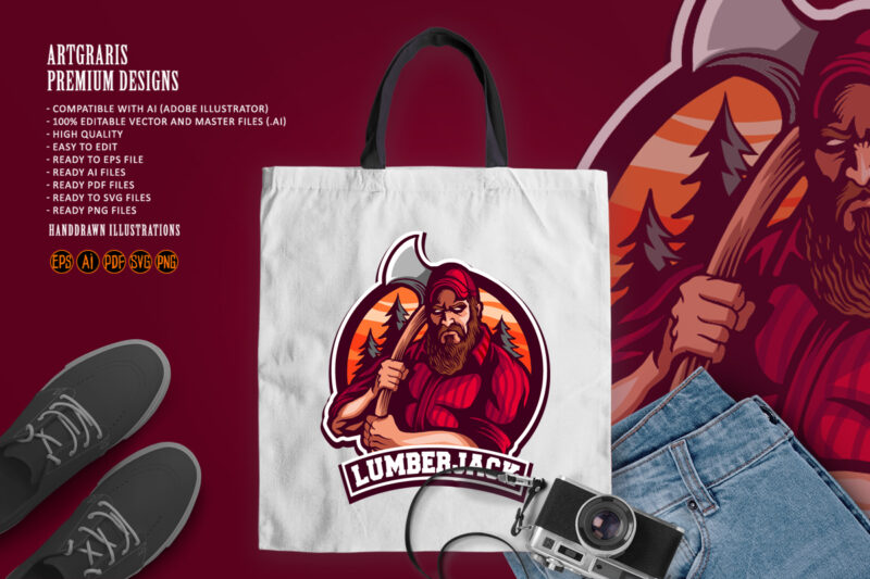 Lumberjack esport logo mascot gaming