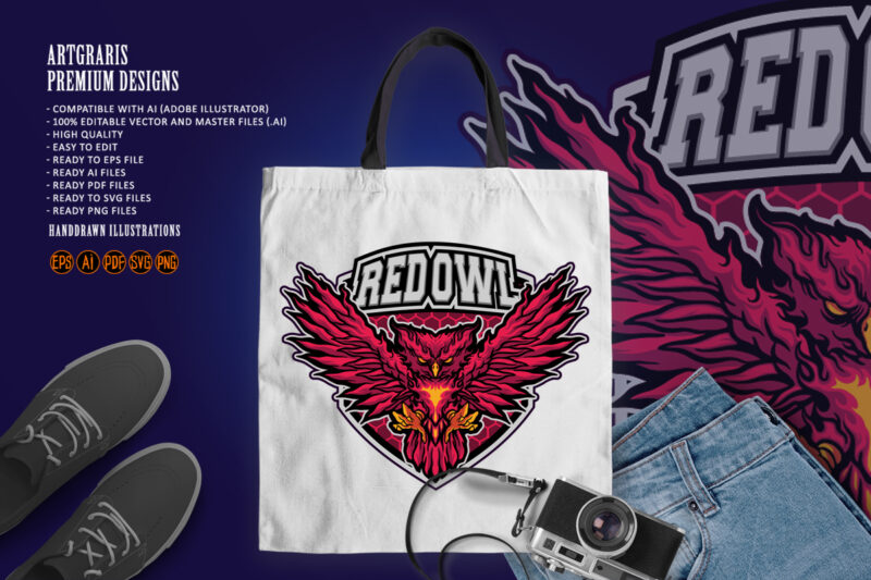 Red owl esports logo mascot