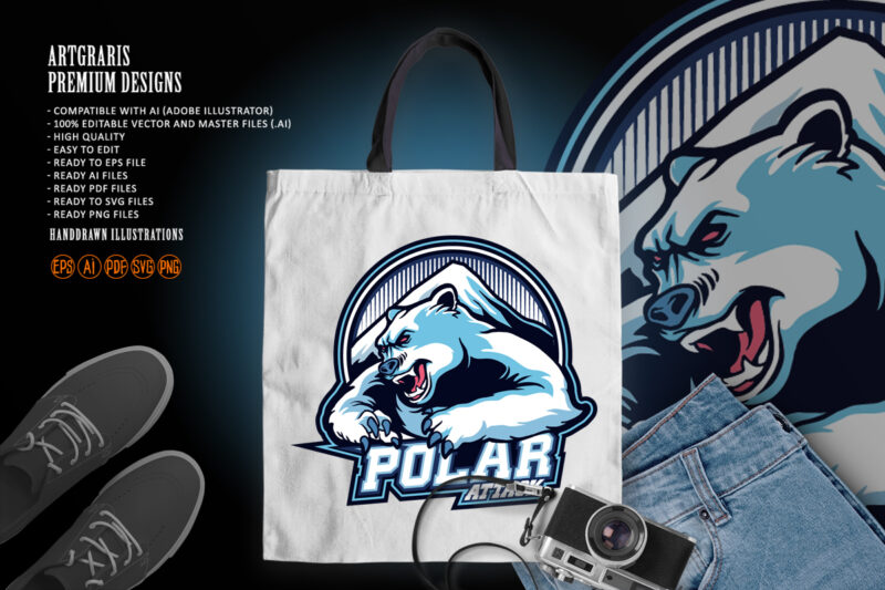 Polar bear esport logo mascot