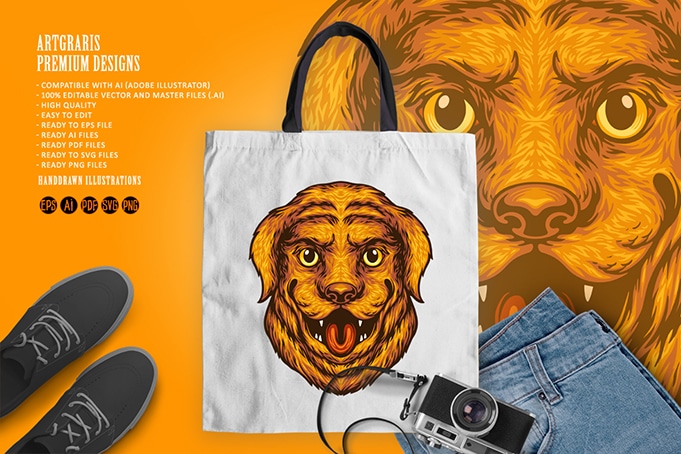 Cute dog head logo mascot