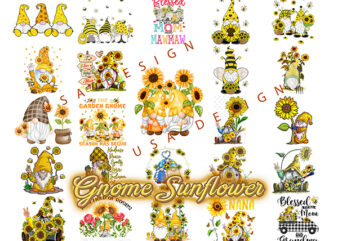 24 Gnome Sunflower png, Let It Be Gnome Png, Hippie Gonome Png, Honey Bee Gnome Png, Designs Bundle