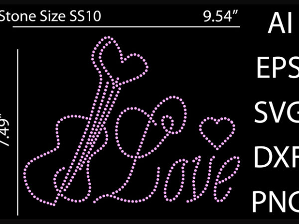 Music love rhinestone design