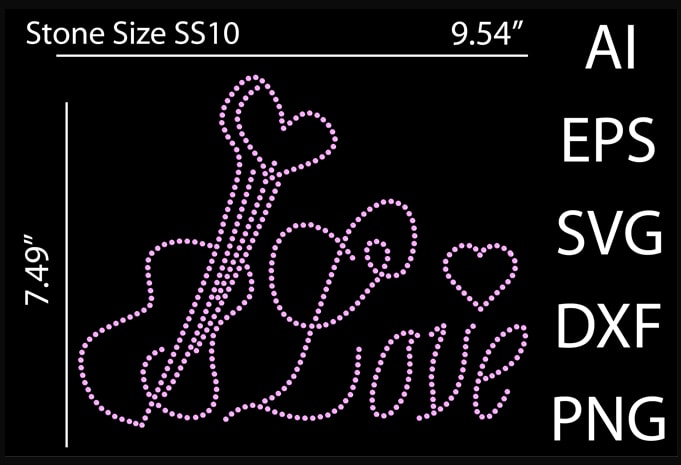 Music love rhinestone design