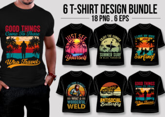 Vintage Retro Sunset T-Shirt Design Bundle