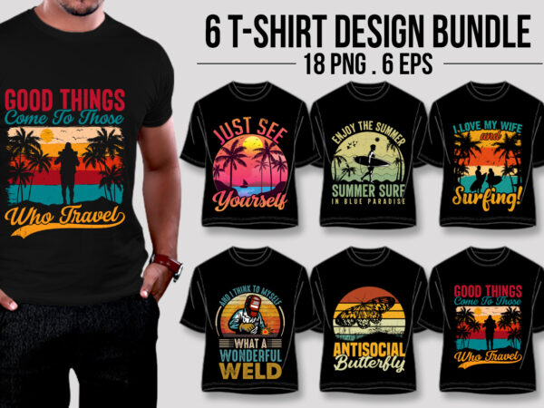 Vintage retro sunset t-shirt design bundle