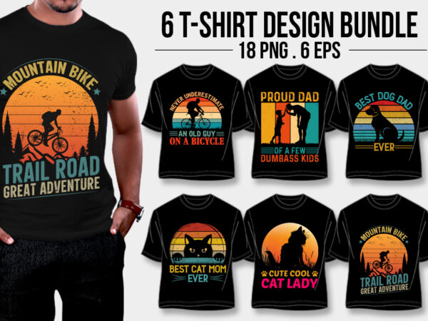 Vintage retro sunset t-shirt design bundle