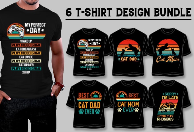 Vintage Retro Sunset T-Shirt Design Bundle