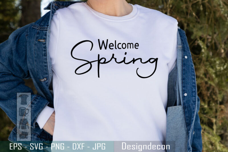 Slogan Welcome Spring wood Sign | t-shirt design template