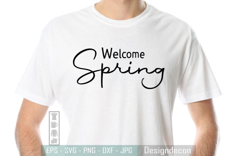 Slogan Welcome Spring wood Sign | t-shirt design template