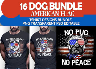 16 dog american flag tshirt design BUNDLE EDITABLE