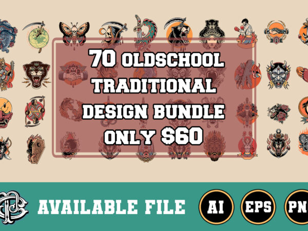 70 traditional tattoo design bundle