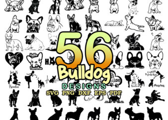 Combo 56 French Bulldog SVG Bundle, Logo Vinyl Stencil, Frenchie Clipart Print, French Bulldog SVG, Silhouette, Frenchie mama svg, Bulldog Vector