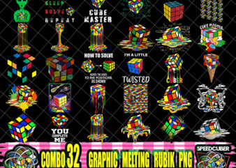 Combo 32 Graphic Melting Rubik PNG, Math Puzzle Lovers Gift, Rubik Meltdown png, Rubik’s Cube png, Math Puzzle PNG, Tshirt Png
