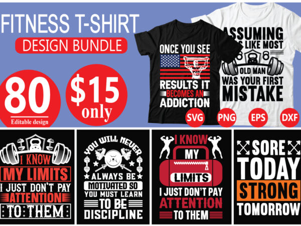 Fitness t-shirt design bundle