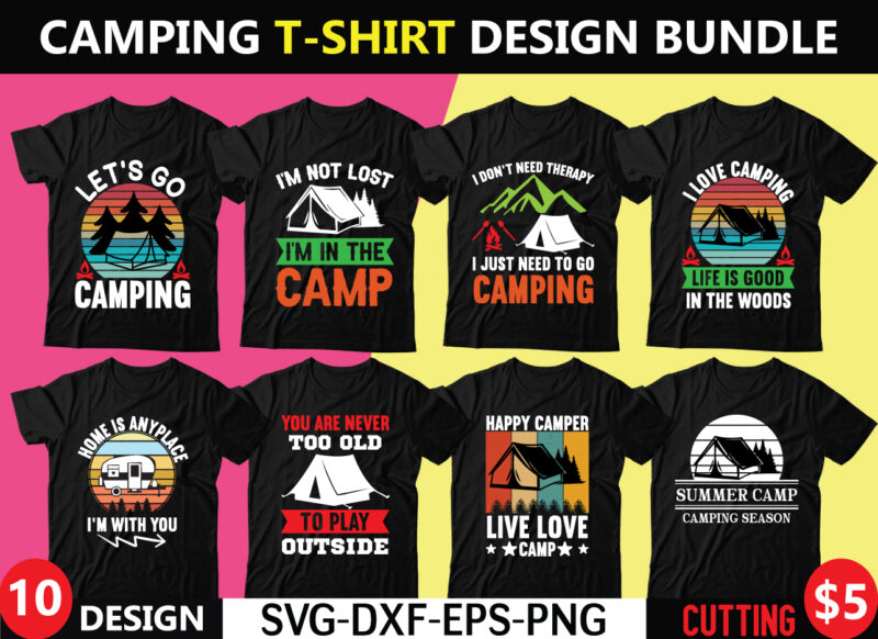 Camping t-shirt design bundle