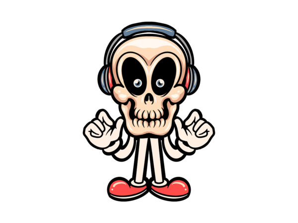 Cool skull cartoon t shirt vector file
