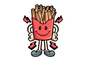 cute fries cartoon t shirt vector file