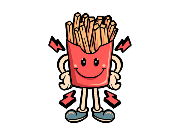 Cute fries cartoon t shirt vector file