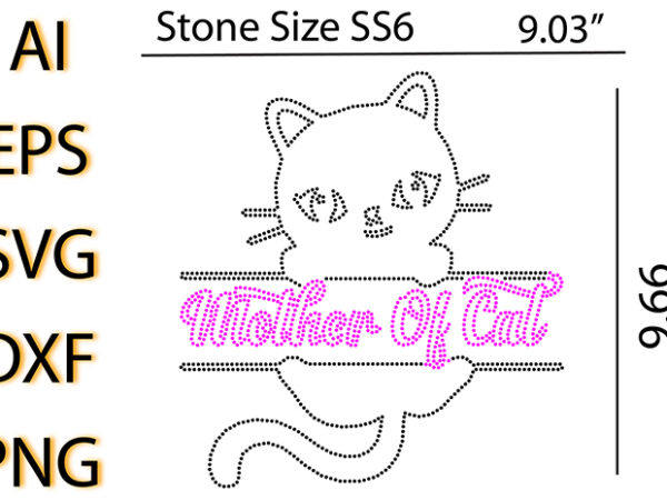 Mother of cat rhinestone t-shirt design