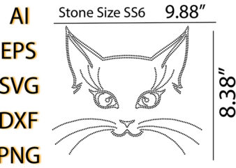 Cat Face Rhinestone Design