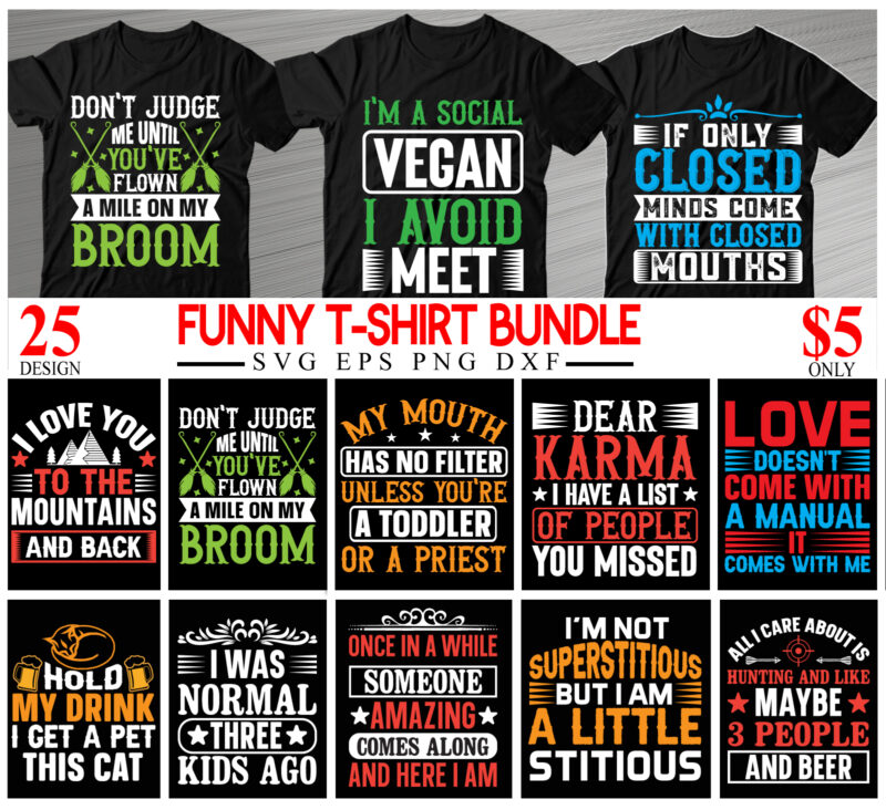 funny t-shirt design bundle