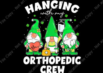 Hanging With Orthopedic Crew St Patricks Day Png, Funny Gnome Patrick Day Png, Gnome Nruse Png graphic t shirt
