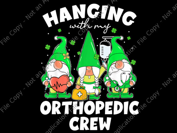 Hanging with orthopedic crew st patricks day png, funny gnome patrick day png, gnome nruse png graphic t shirt