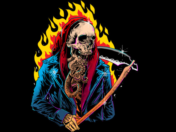 Grim rock skull t shirt design template