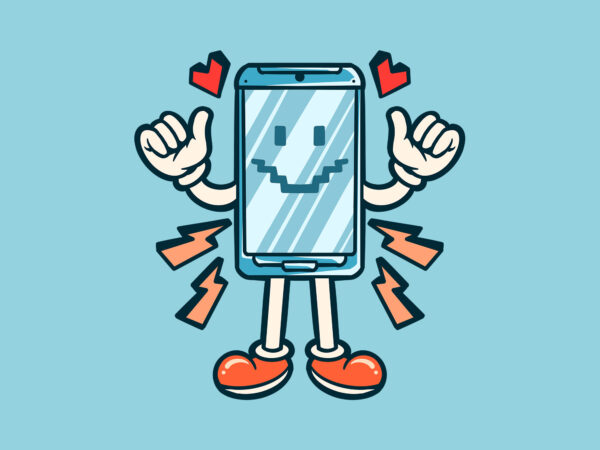 Happy smartphone cartoon graphic t shirt