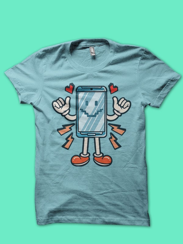 happy smartphone cartoon - Buy t-shirt designs